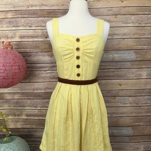 Charlotte Russe Yellow Dress With Brown Buttons